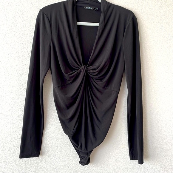 Marciano Guess Black Twist Front Long Sleeve Bodysuit XS - Picture 1 of 3